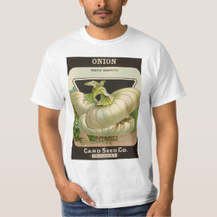 Vintage-Samenpaket-Label-Kunst Weiße Bermuda-Zwieb T-Shirt