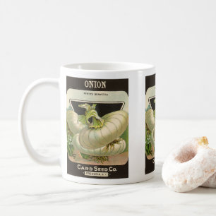 Vintage-Samenpaket-Label-Kunst Weiße Bermuda-Zwieb Tasse