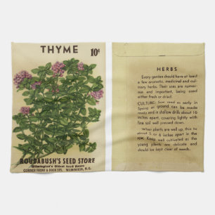 Vintage-Samenpaket, Thymiankraut, Küchentuch
