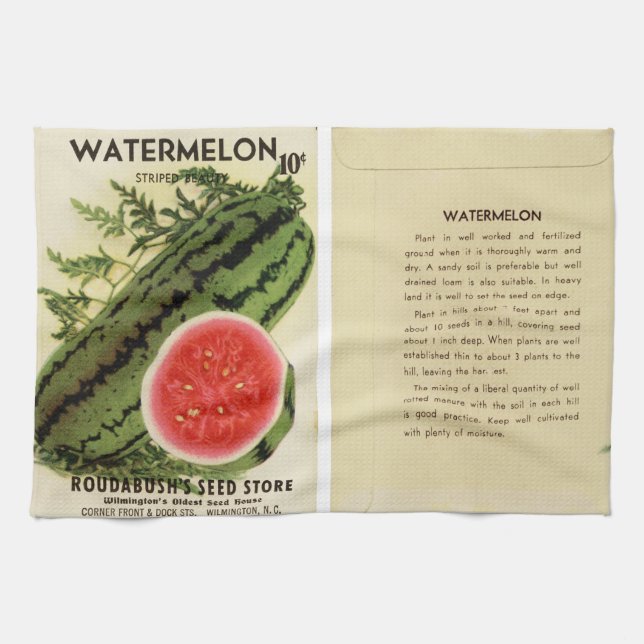 Vintage-Samenpaket Wassermelone Tea Towel Geschirrtuch (Horizontal)