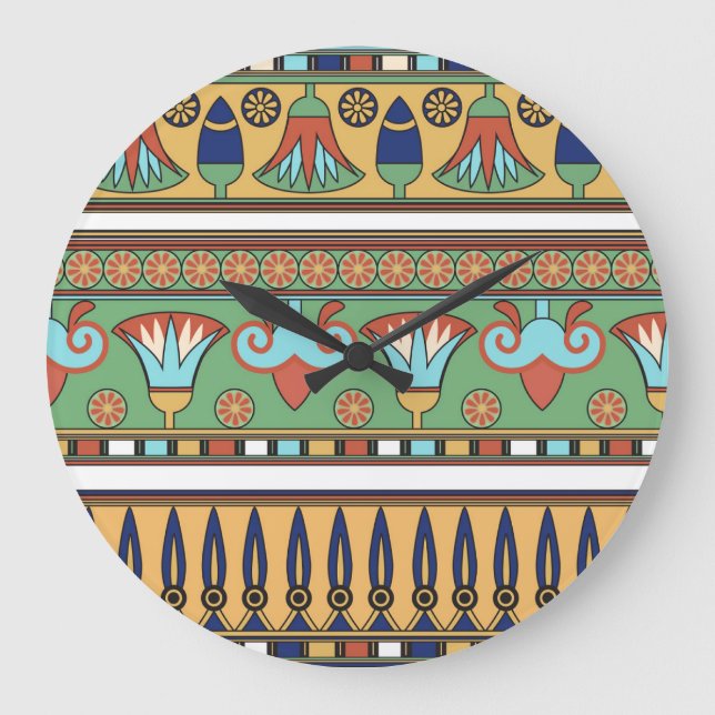 Vintage Sammlung ägyptischer Ornamente Große Wanduhr (Vorderseite)