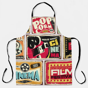 Vintage Sammlung von Kinozinnschildern. Filmbranch Schürze