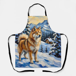Vintage Samojede in alpinem Weihnachtslandschaft Schürze