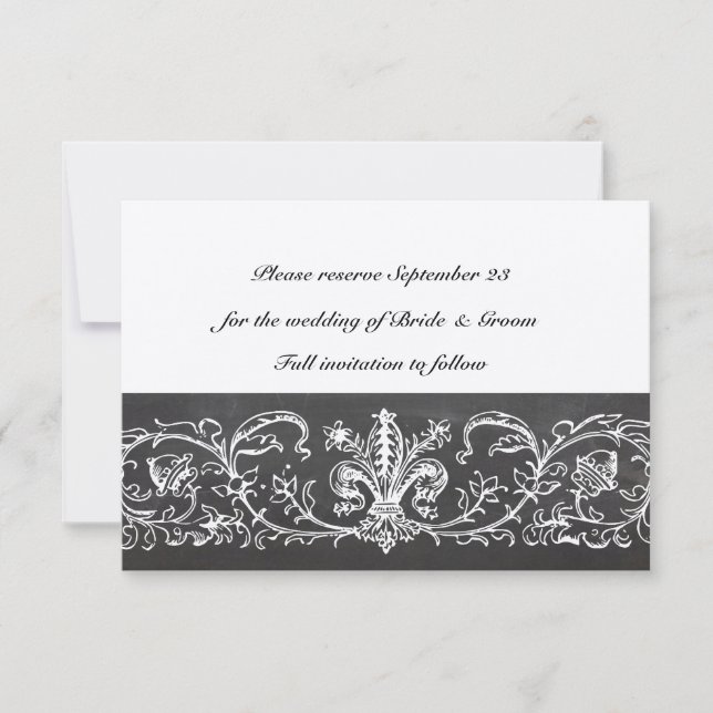 Vintage Sampler-Platine Save the Date (Vorderseite)