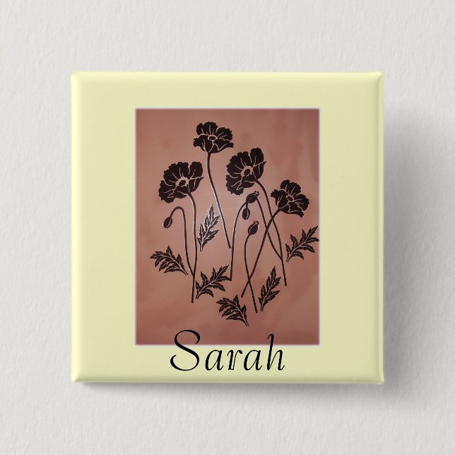 Vintage Samt-Mohnblumen Button (Vorderseite)