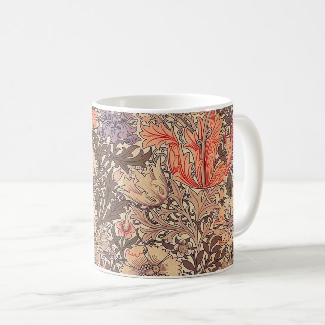 Vintage samtene Blumendrucke Kaffeetasse (VorderseiteRechts)