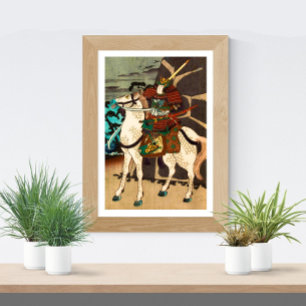 Vintage-Samurai auf einem Pferd von Kuniyoshi Poster