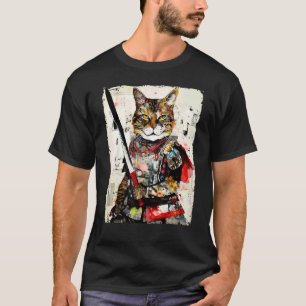 Vintage-Samurai-Katze-Shirt japanische Ninja-Urban T-Shirt