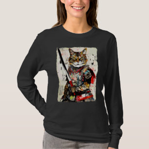 Vintage Samurai Katze Tee Japanisch Ninja Städtisc