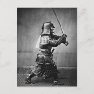 Vintage-Samurai mit Schwert und Dolch Postkarte