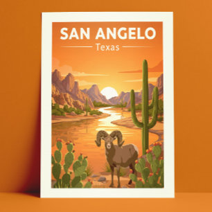 Vintage San Angelo Texas Postkarte