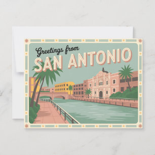 Vintage San Antonio Postkarte Grüße aus