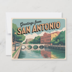 Vintage San Antonio Postkarte Grüße aus