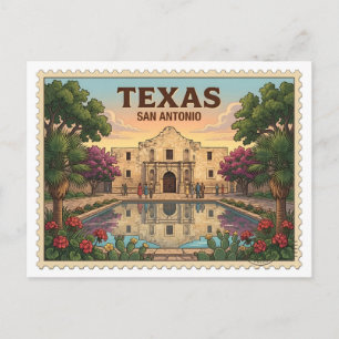 Vintage San Antonio Texas The Alamo Reise Postkarte