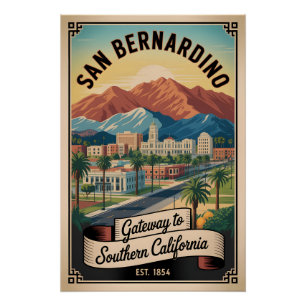 Vintage San Bernardino Kalifornien Retro-Reise Poster
