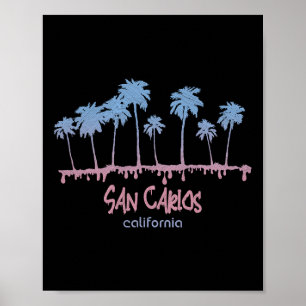 Vintage San Carlos Kalifornien Strand Retro-Surf-V Poster