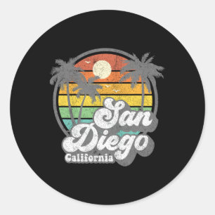 Vintage San Diego Beach Kalifornien Surfen Retro S Runder Aufkleber