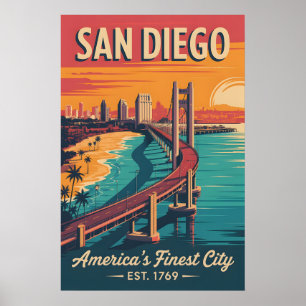 Vintage San Diego Kalifornien Retro-Reiseziel Poster