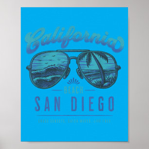 Vintage San Diego Kalifornien Sonnenbrille Strand Poster