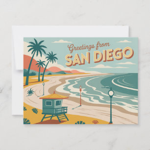 Vintage San Diego Postkarte Grüße aus
