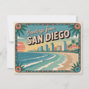 Vintage San Diego Postkarte Grüße aus