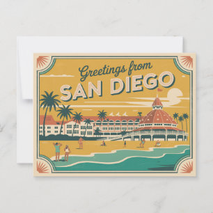 Vintage San Diego Postkarte Grüße aus
