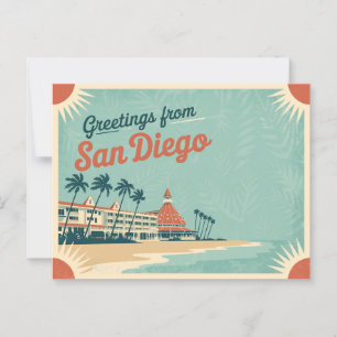 Vintage San Diego Postkarte Grüße aus