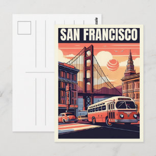 Vintage San Francisco, CA alte Busstraße Geschenke Postkarte