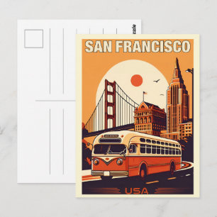 Vintage San Francisco, CA alter Bus auf Straßenges Postkarte