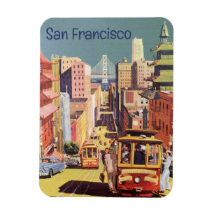 Vintage San Francisco Cable Cars Reiseplakat Kunst Magnet