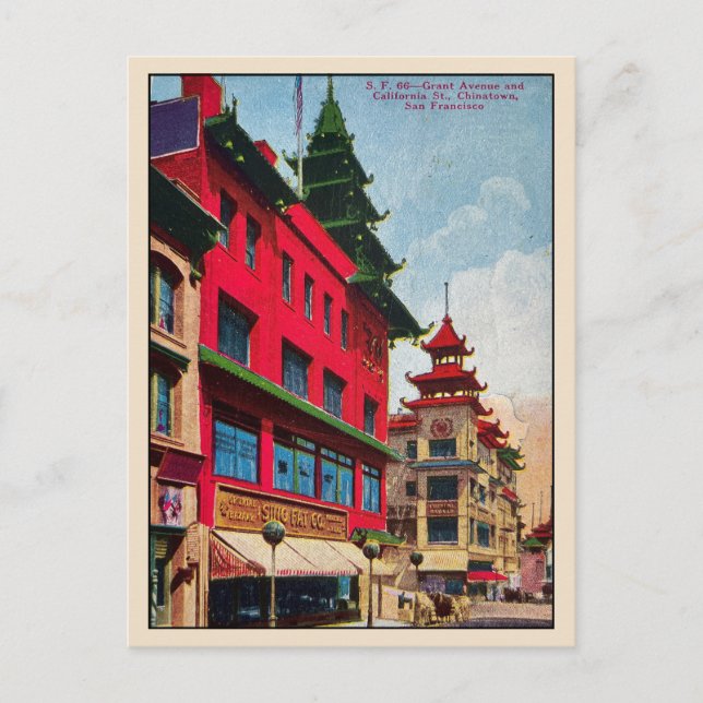 Vintage San Francisco Chinatown Postkarte (Vorderseite)