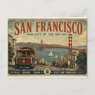 Vintage San Francisco City by the Bay Landschaft R Feiertagspostkarte