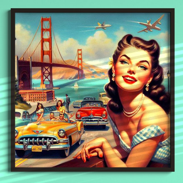 Vintage San Francisco Girl Illustration Poster (Von Creator hochgeladen)