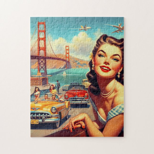 Vintage San Francisco Girl Illustration Puzzle (Vertikal)