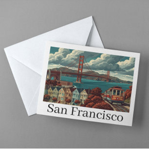 Vintage San Francisco Golden Gate Bridge Panorama Postkarte
