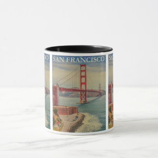 Vintage San Francisco: Golden Gate Bridge Reise Tasse