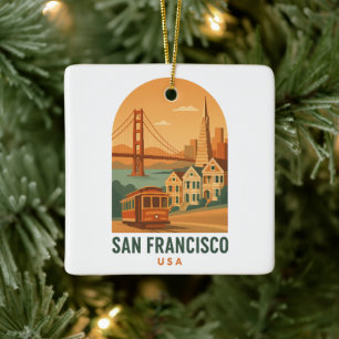 Vintage San Francisco Golden Gate Bridge Retro Keramikornament