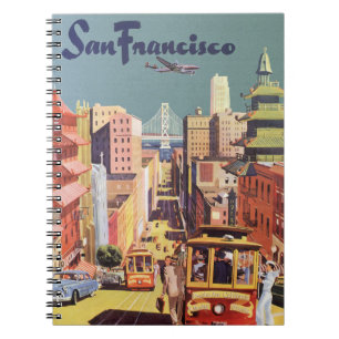 Vintage San Francisco Kabelbahn Reiseplakat Kunst Notizblock