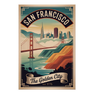Vintage San Francisco Kalifornien Golden City Retr Poster