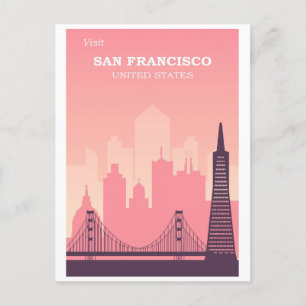 Vintage-San Francisco-Kalifornien-Stadt-Skyline-Ro Postkarte