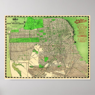 Vintage San Francisco Karte von 1909 Poster