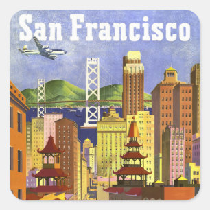 Vintage San Francisco Quadratischer Aufkleber