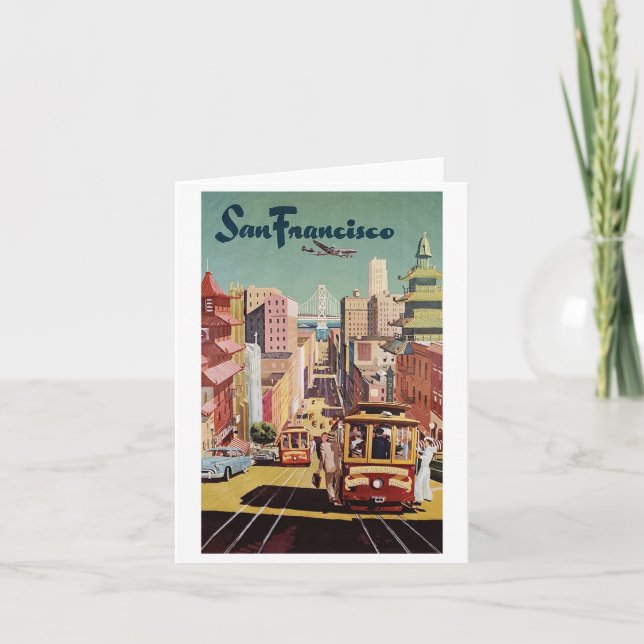 Vintage San Francisco Reiseplakatkarte Dankeskarte (Vorderseite)
