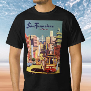Vintage San Francisco Seilbahn-Reiseplakat Kunst T-Shirt