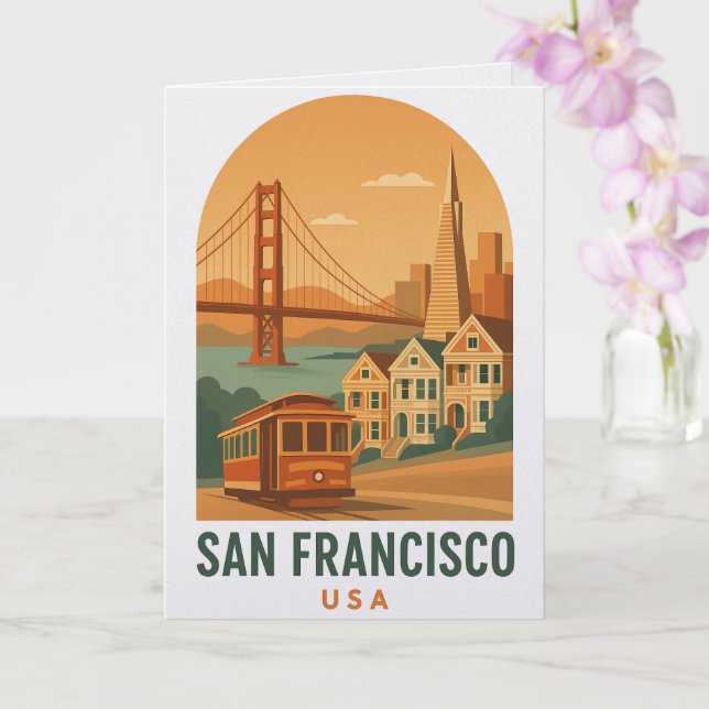 Vintage San Francisco Travel Poster Postcard  Karte (Orchidee)