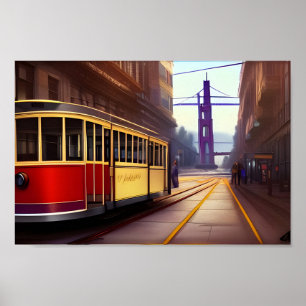 Vintage San Francisco Trolley Digitale Kunst Poster