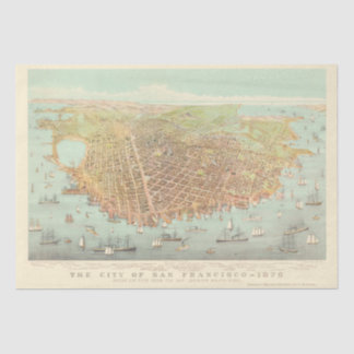 Vintage San Francisco wiederhergestellte Karte, 18 Seidenpapier