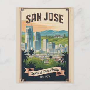 Vintage San Jose Kalifornien Retro-Reiseziel Postkarte