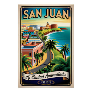 Vintage San Juan Puerto Rico Retro-Reise Poster