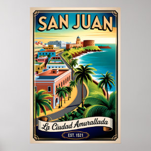 Vintage San Juan Puerto Rico Retro-Reise Poster